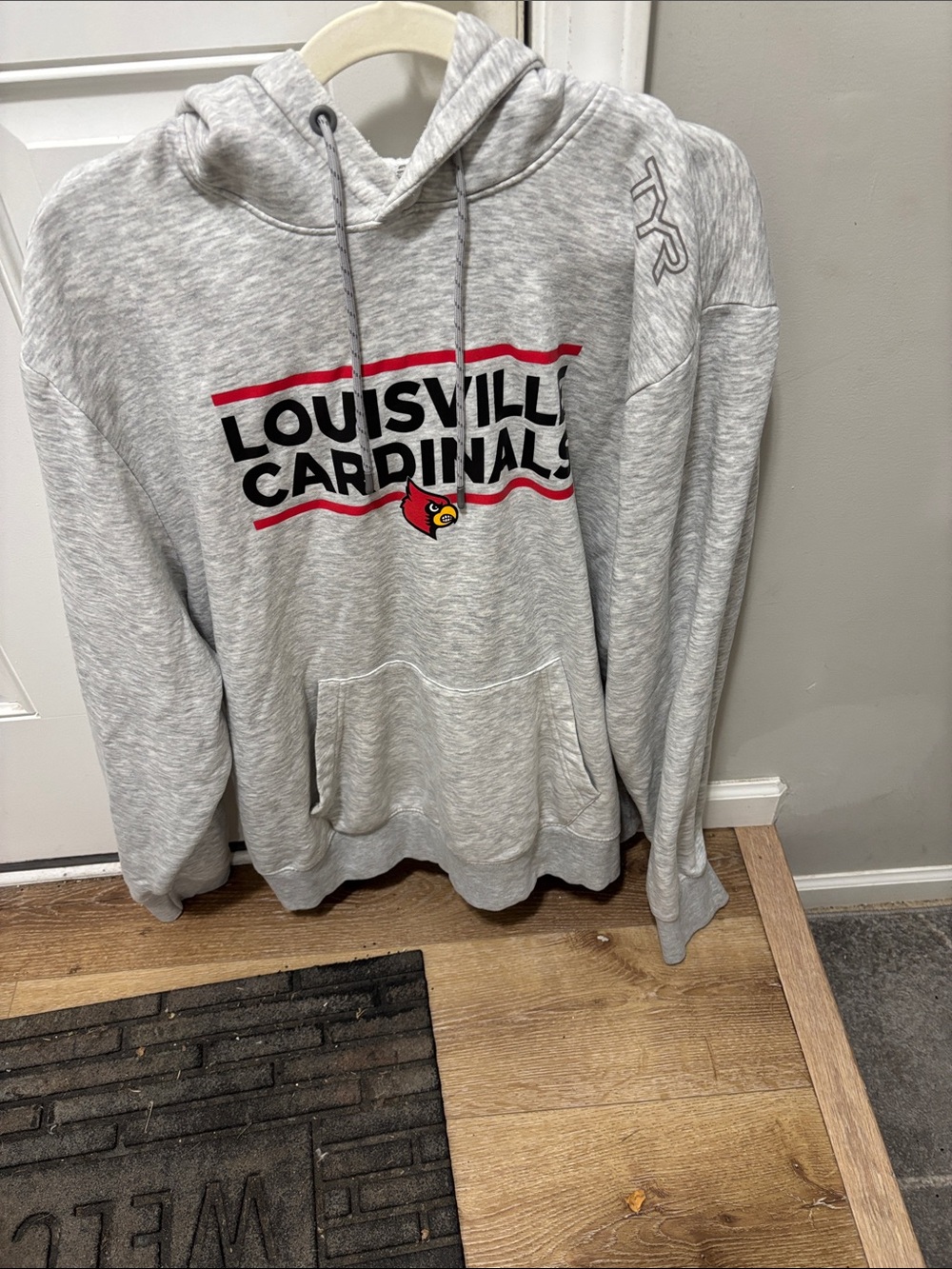 TYR Gray Louisville Cardinals Hoodie with Red and Black Logo